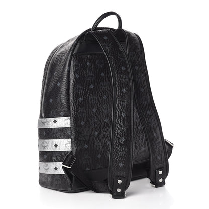MCM Metallic Visetos Striped Medium Stark Backpack Silver Black 3 of 11