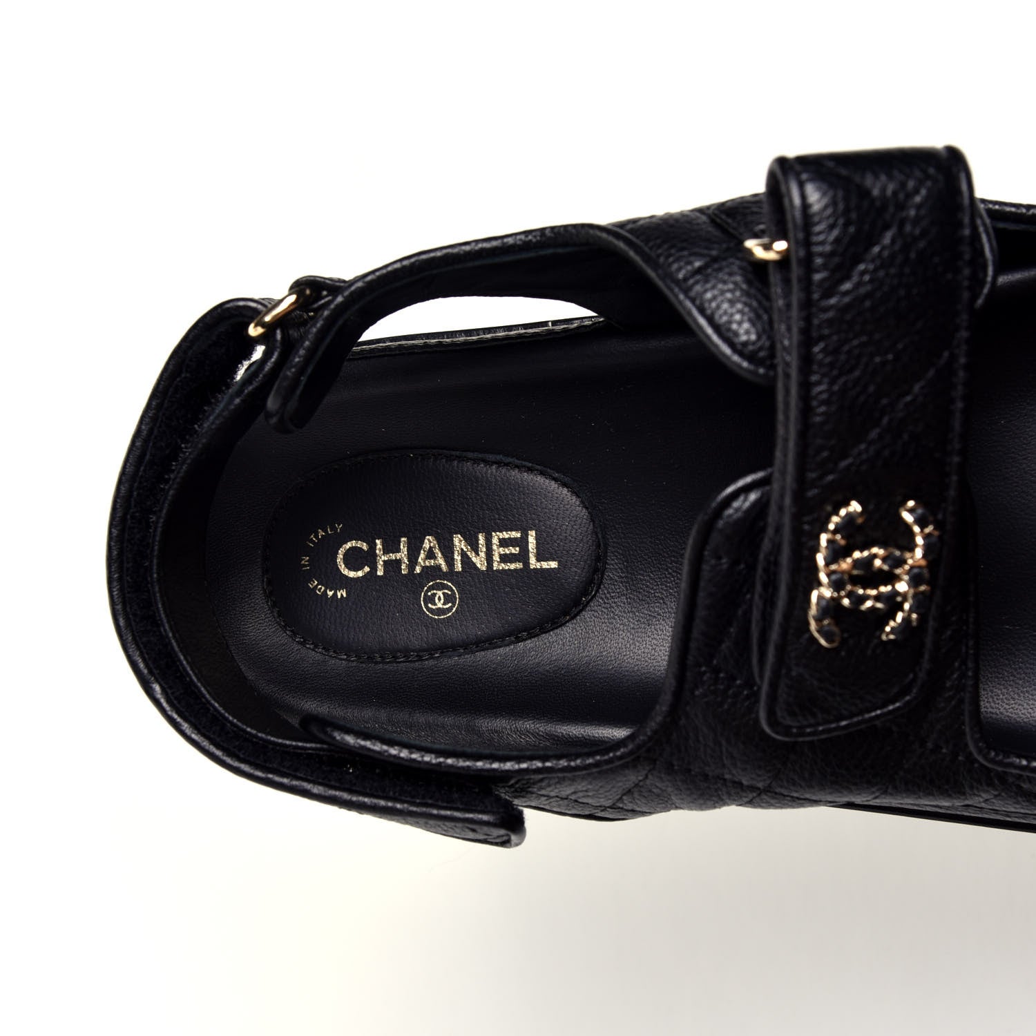 Chanel Grained Calfskin Velcro Dad Sandals 40 Black 8 of 10
