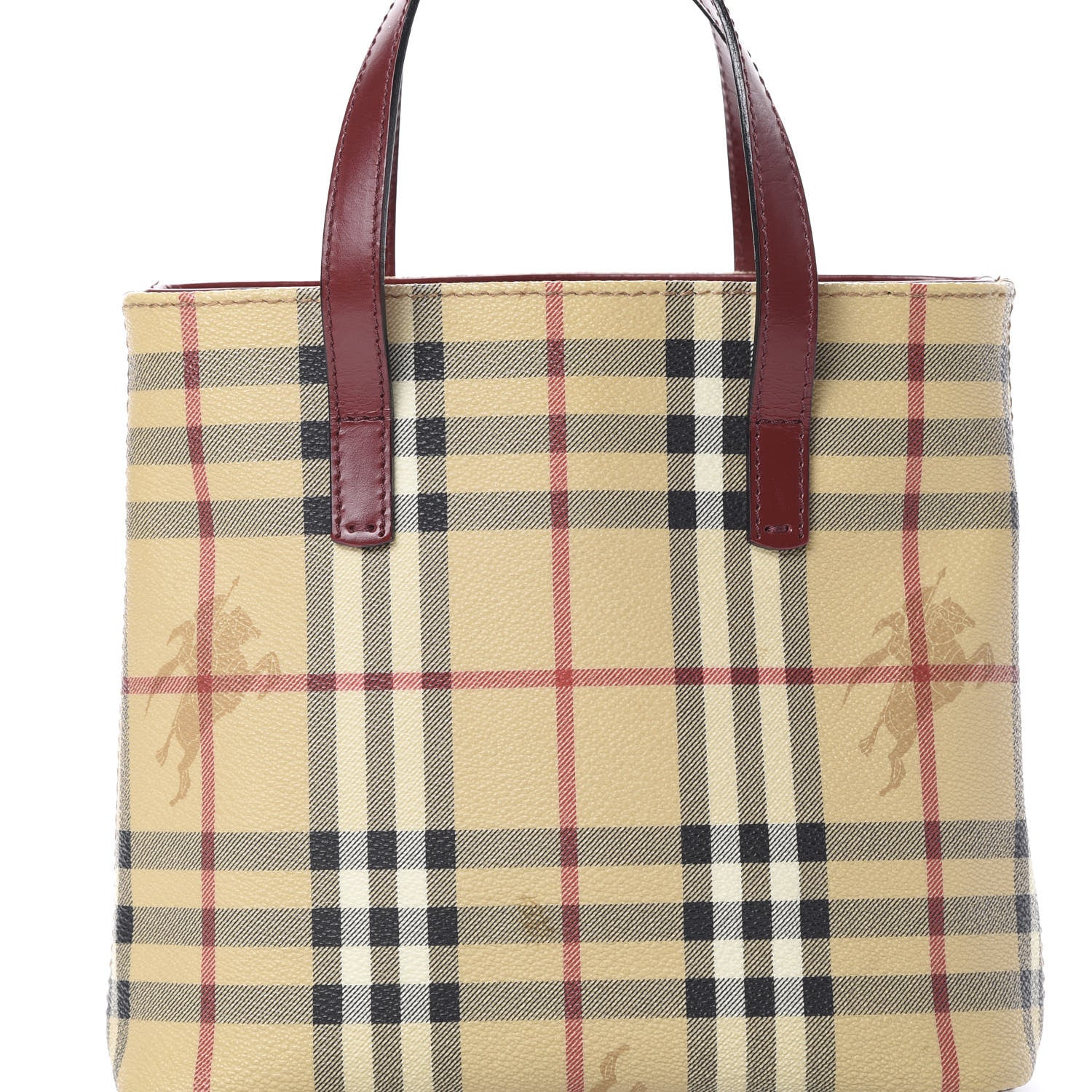 Burberry Haymarket Check Small Tote Red 7 of 13