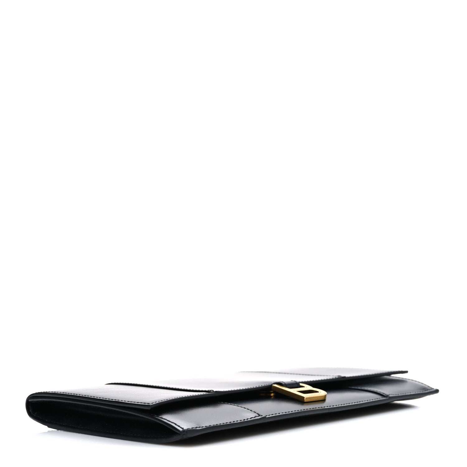 Balenciaga Shiny Box Calfskin Hourglass Flap Flat Pouch Black 4 of 7