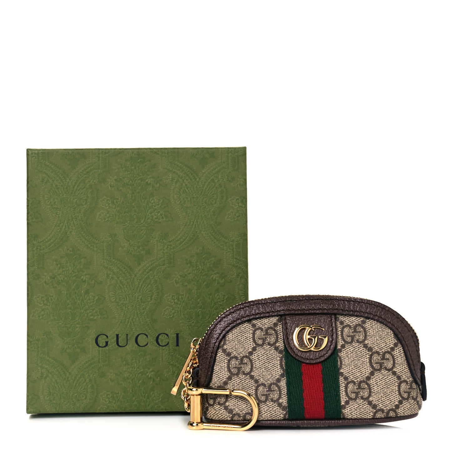 GG Supreme Monogram Web Ophidia Dome Key Pouch Beige New Acero