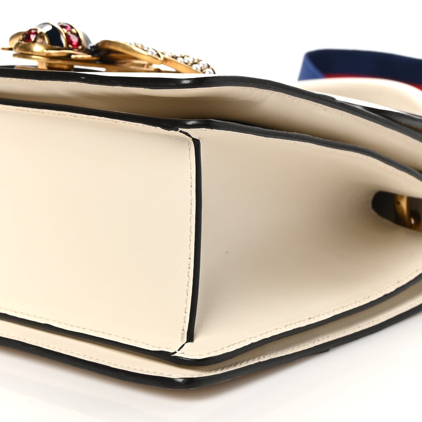 Calfskin Sylvie Web Small Queen Margaret Top Handle Bag White