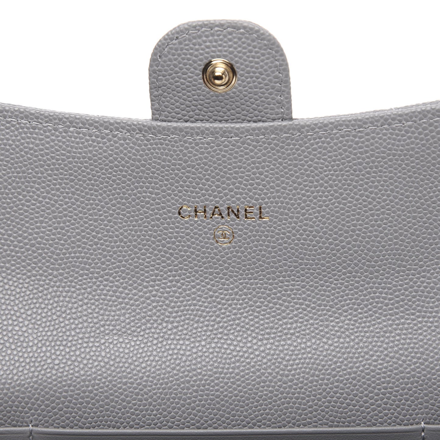 Caviar Quilted Medium Flap Wallet Grey