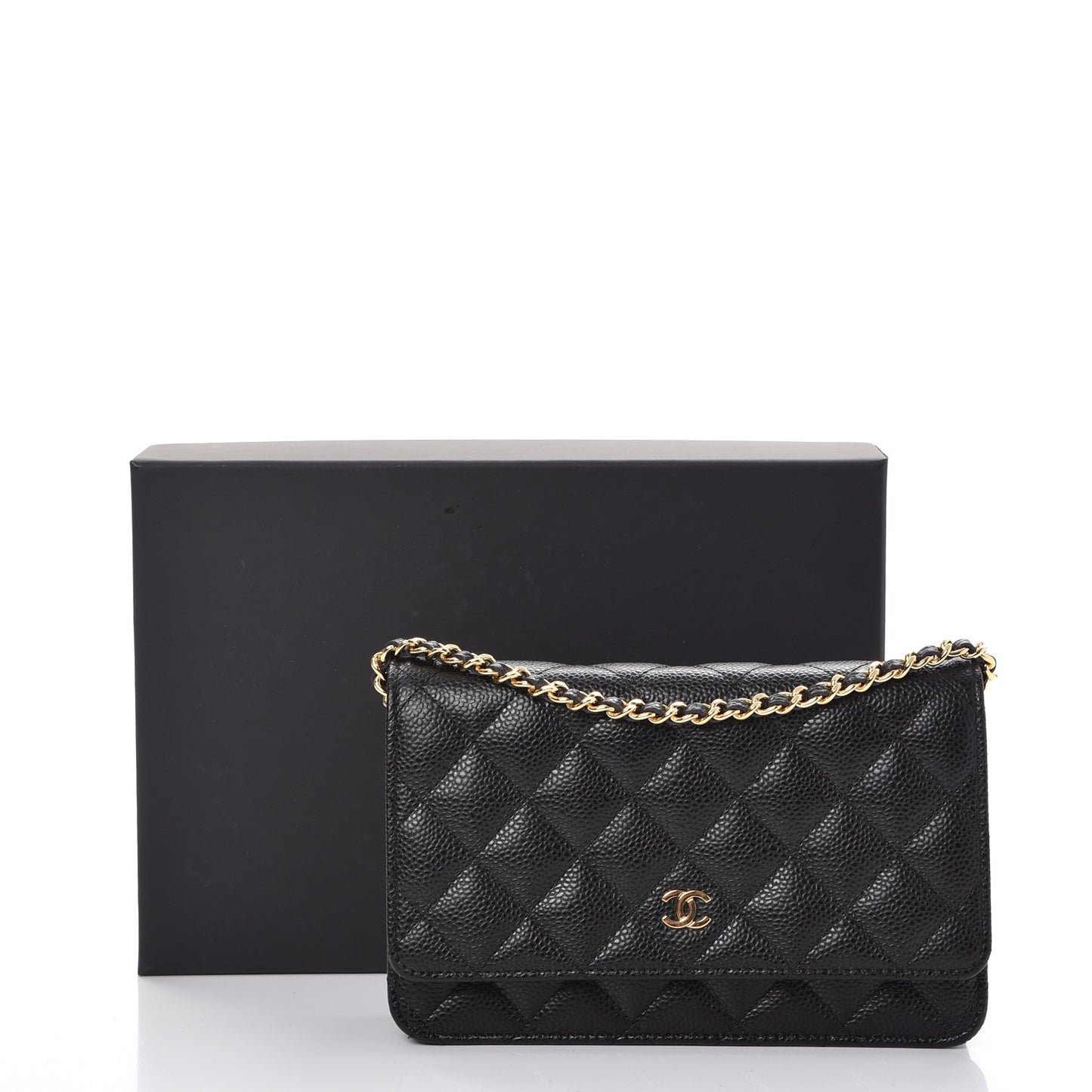 Caviar Quilted Wallet On Chain WOC Black