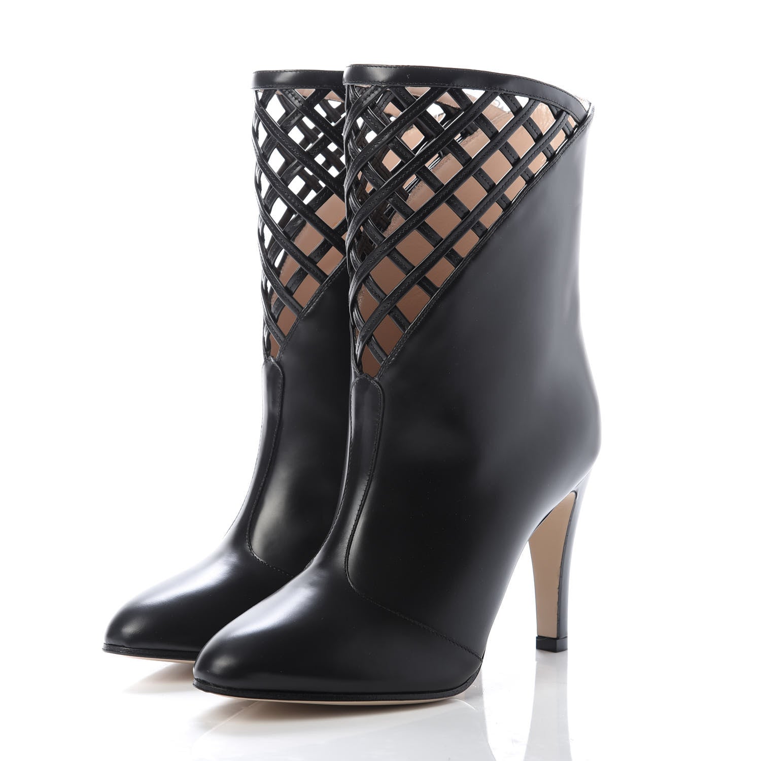 Gucci Plume Calfskin Damir Lattice Cutout Boots 36 Black 3 of 10