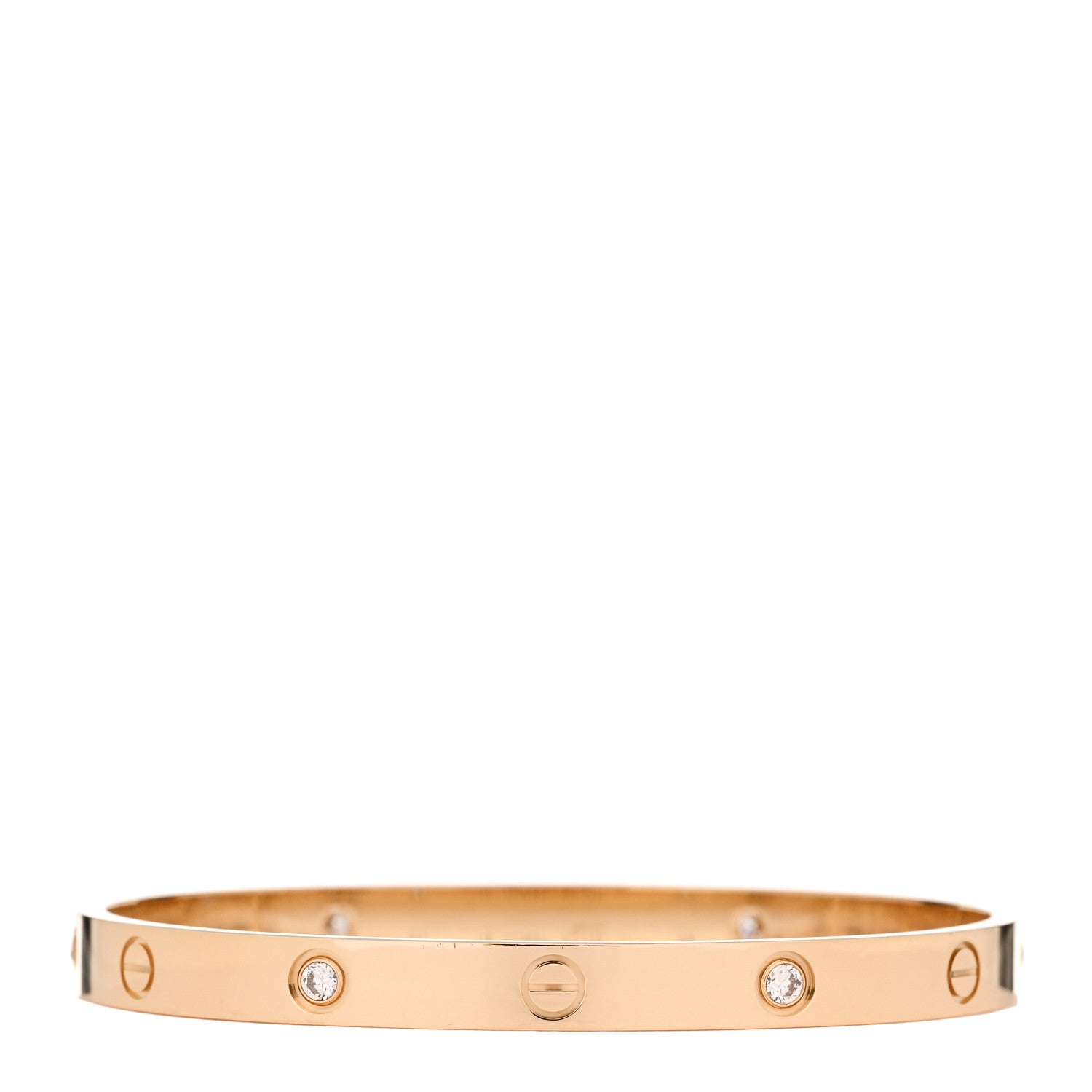 Cartier 18K Yellow Gold 4 Diamond LOVE Bracelet 19 2 of 10