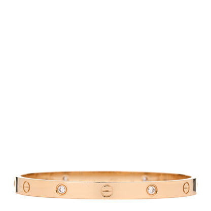 Cartier 18K Yellow Gold 4 Diamond LOVE Bracelet 19 2 of 10