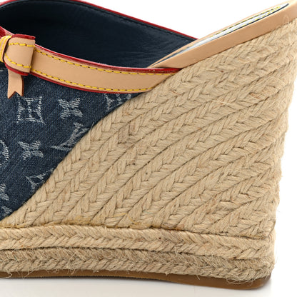 Louis Vuitton Denim Monogram Bow Espadrille Wedges 41 Blue 11 of 14