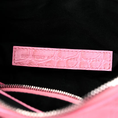 Balenciaga Extra Supple Calfskin Crocodile Embossed Small Le Cagole Shoulder Bag Sweet Pink 7 of 13