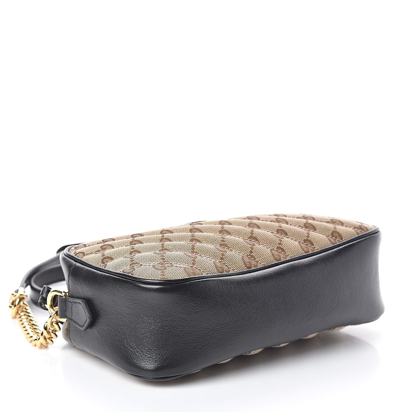Monogram Matelasse Diagonal Small GG Marmont Chain Shoulder Bag Beige Black