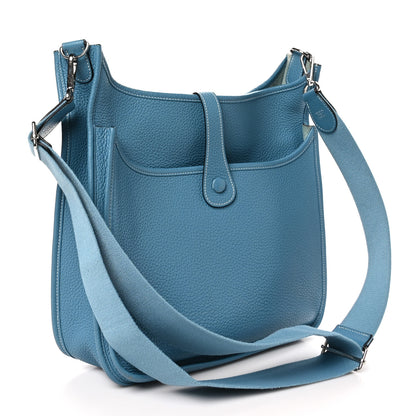 Hermes Taurillon Clemence Evelyne III GM Blue Jean 3 of 11