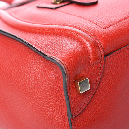 Celine Drummed Calfskin Micro Luggage Red 9 of 19