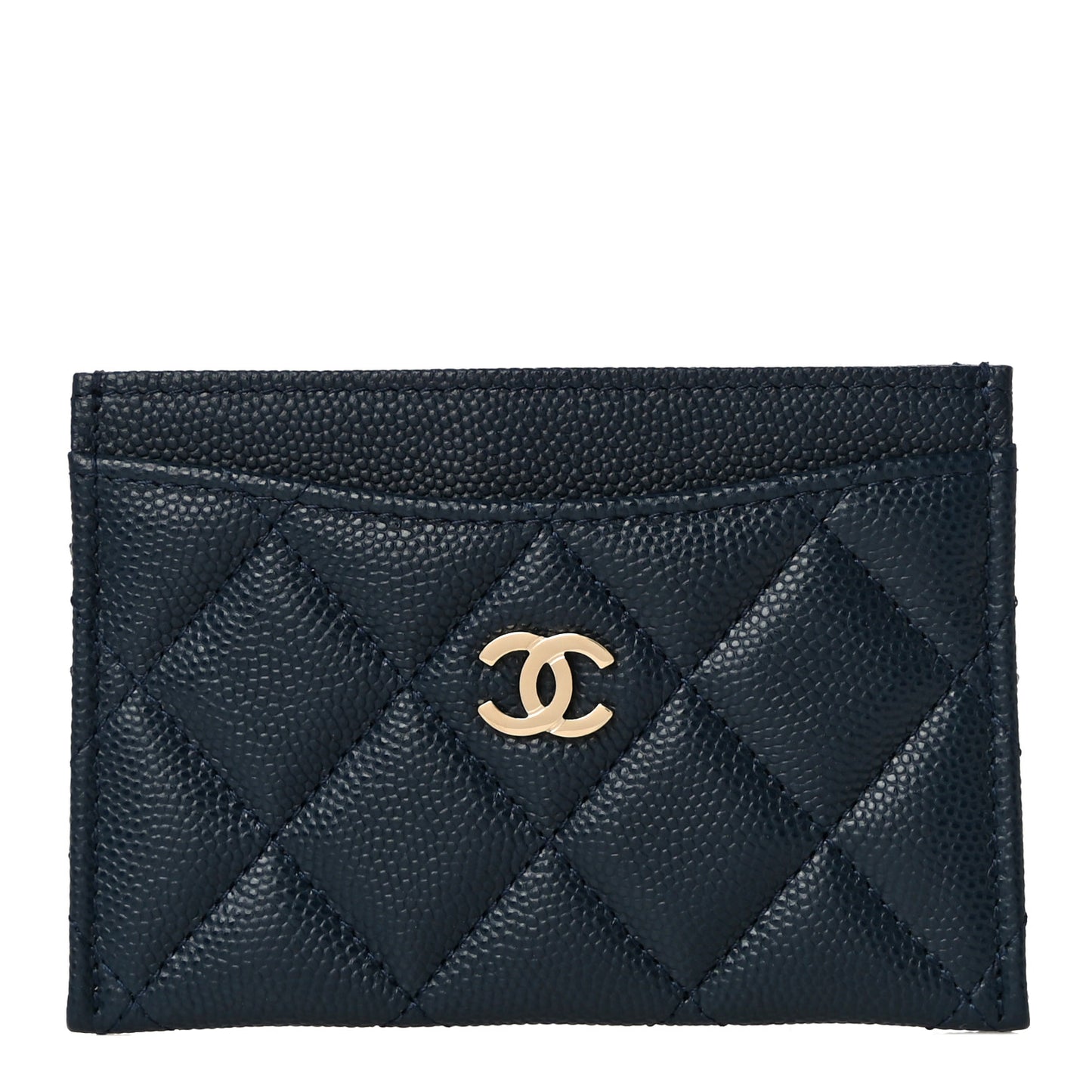 Caviar Quilted Card Holder Navy