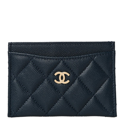 Chanel Caviar Quilted Card Holder Navy 1 of 12