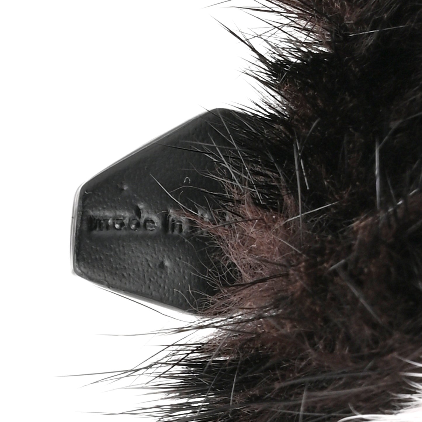 Calfskin Mink Fur Panda Bag Charm Key Holder Black