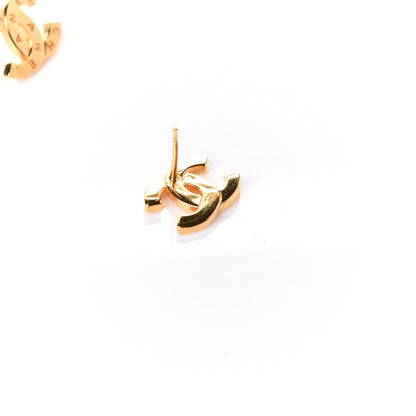 Chanel Metal CC Paris Button Stud Earrings Gold 4 of 5