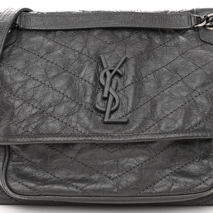 Saint Laurent Crinkled Calfskin Matelasse Monogram Medium Niki Chain Satchel Fog 7 of 11