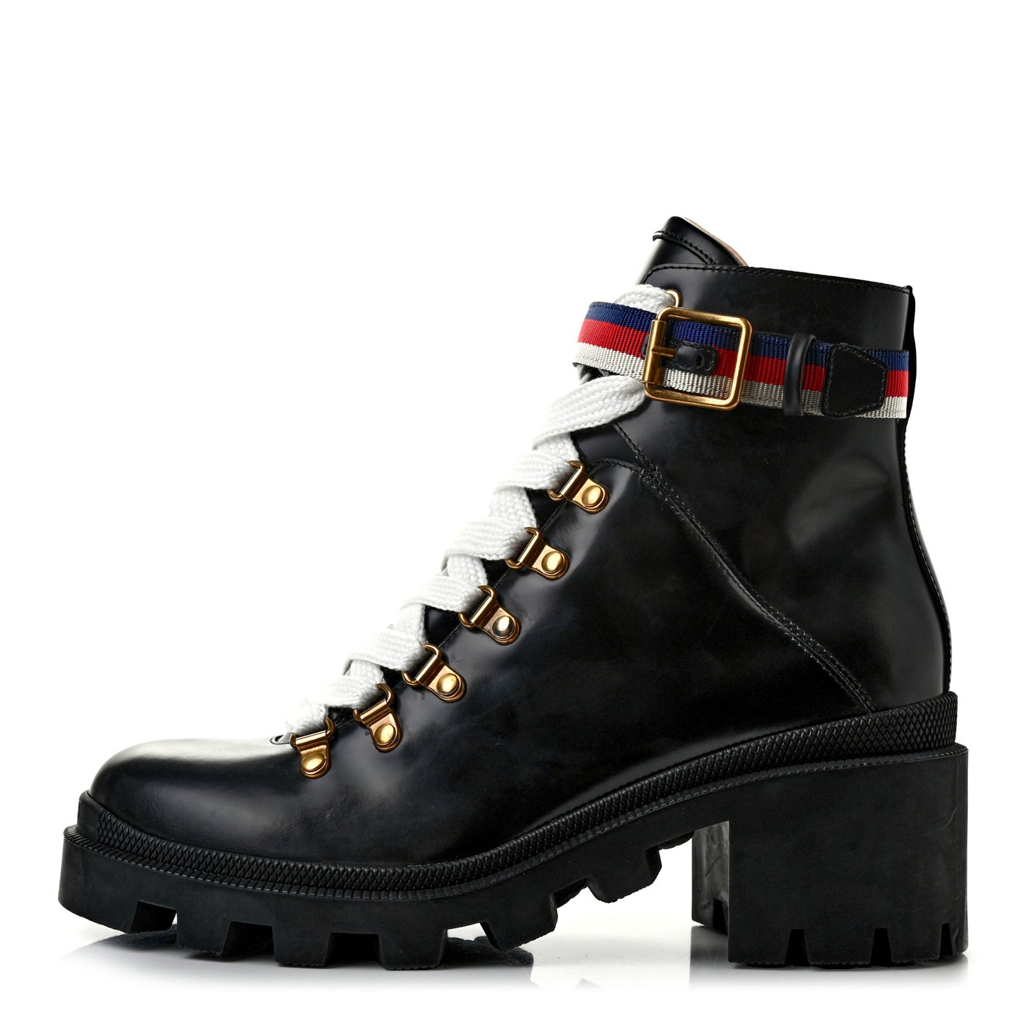 Calfskin Sylvie Web Womens Lace Up Combat Boots 38 Black
