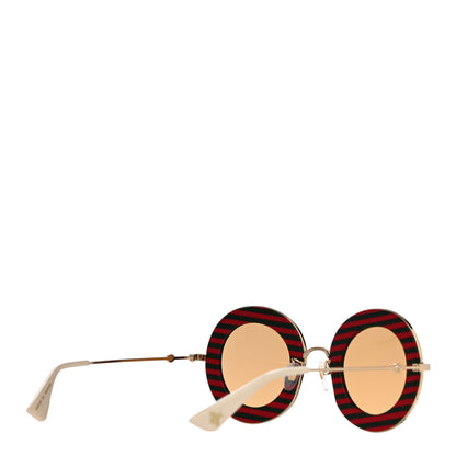 Gucci Metal Acetate Striped Maison Del'Amour Round Frame Sunglasses GG0113S Red Green 3 of 8