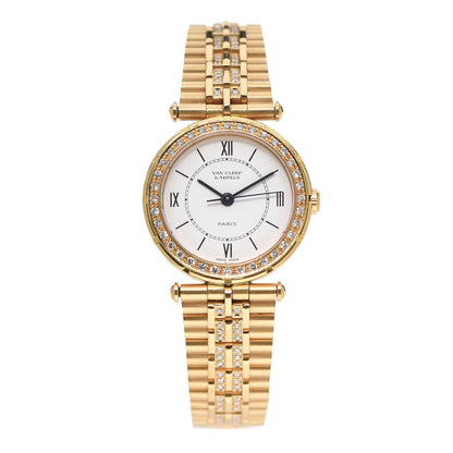 Van Cleef & Arpels 18K Yellow Gold Diamond Bezel 24mm Classic Quartz Watch 1 of 5