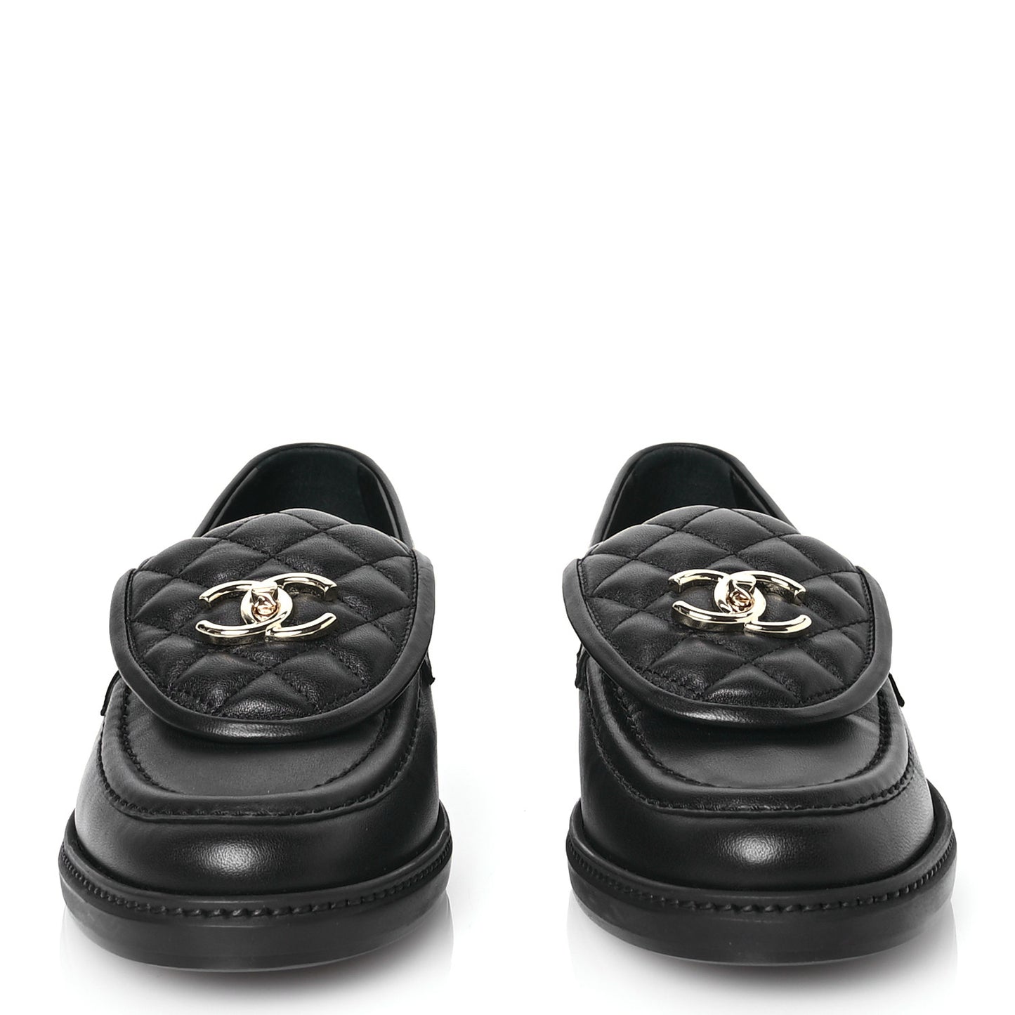 Lambskin Quilted CC Turnlock Loafers 40 Black