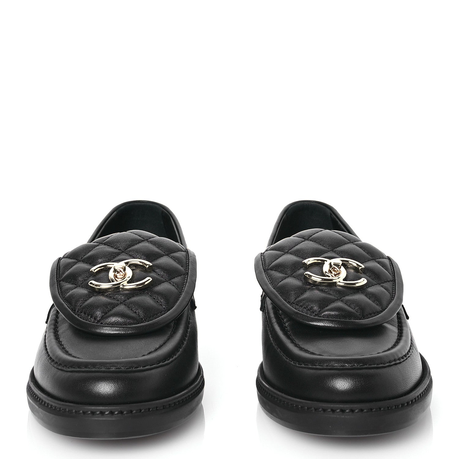 Chanel Lambskin Quilted CC Turnlock Loafers 40 Black 2 of 9
