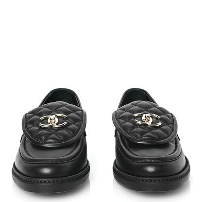 Chanel Lambskin Quilted CC Turnlock Loafers 40 Black 2 of 9