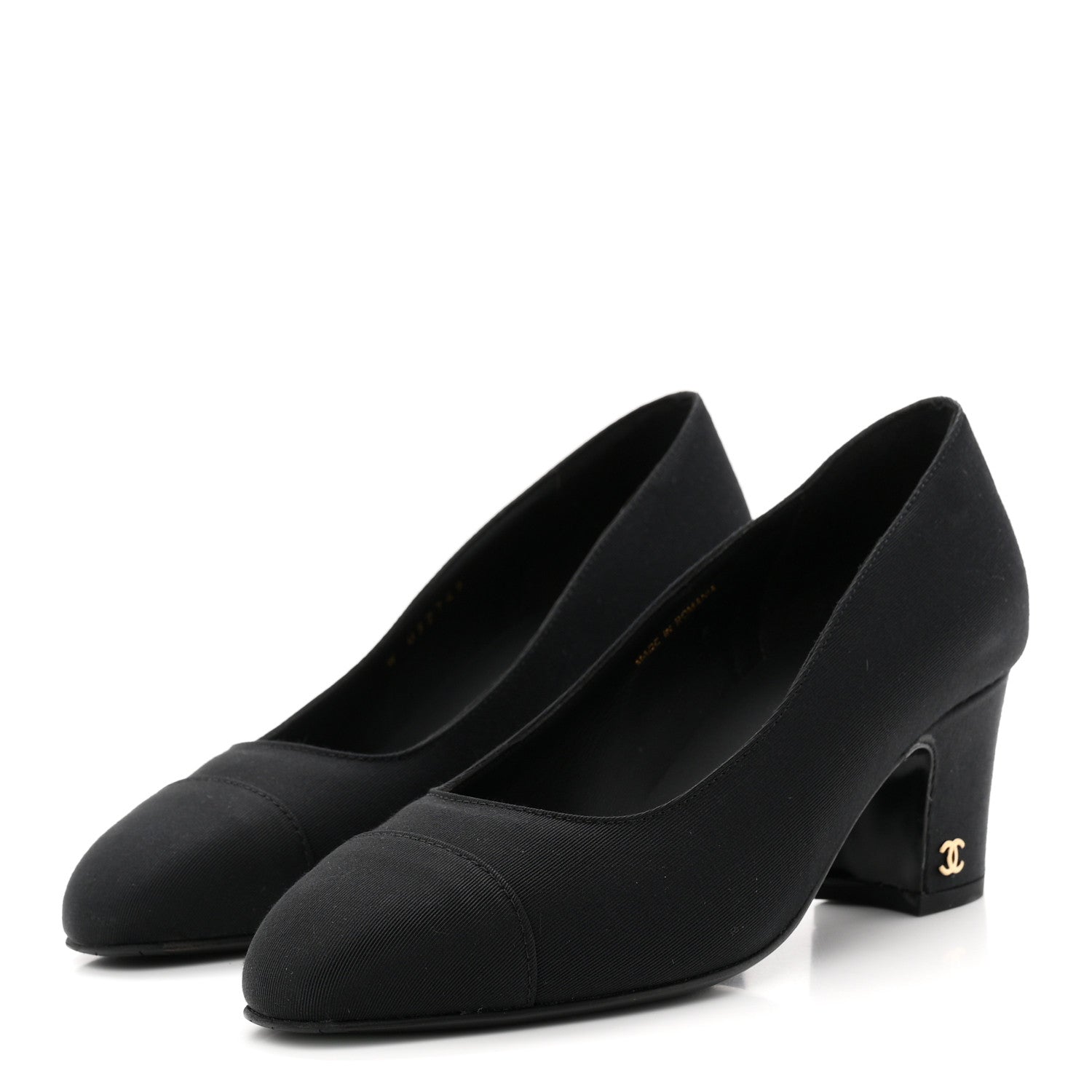 Chanel Grosgrain Cap Toe Uniform Pumps 35 Black 4 of 9