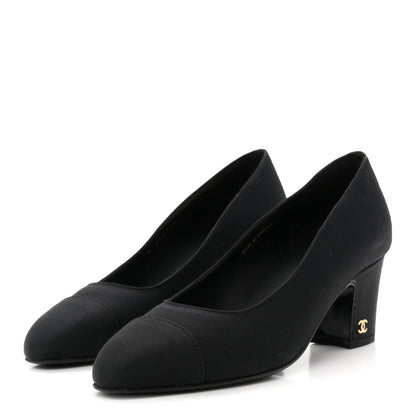 Chanel Grosgrain Cap Toe Uniform Pumps 35 Black 4 of 9