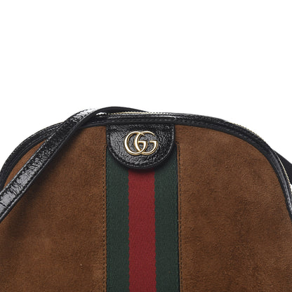 Gucci Suede Patent Web Small Ophidia Dome Shoulder Bag Nocciola Black 9 of 9