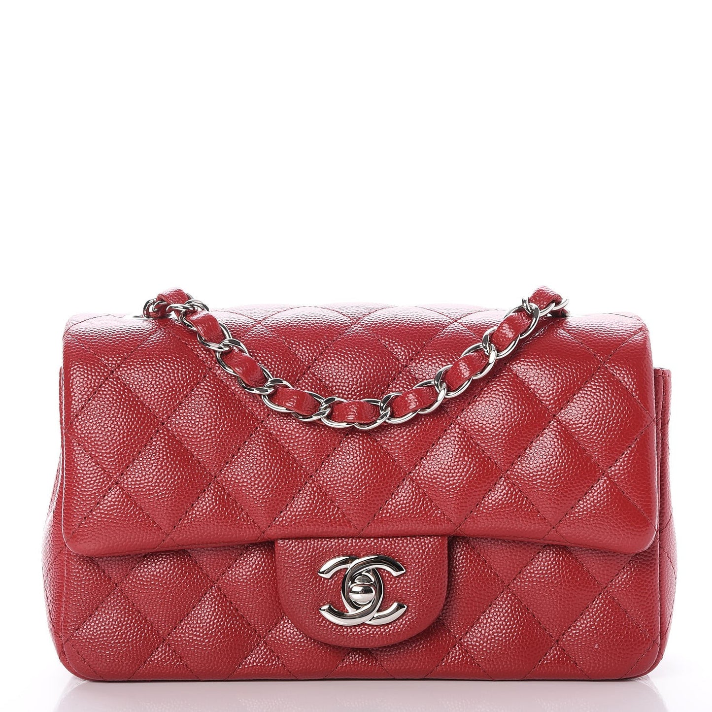 Caviar Quilted Mini Rectangular Flap Red