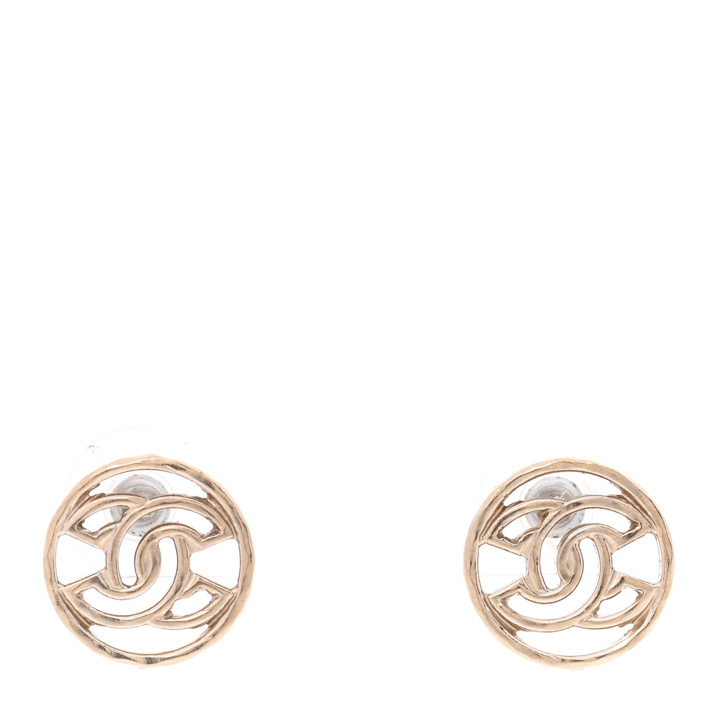 Metal CC Round Earrings Gold