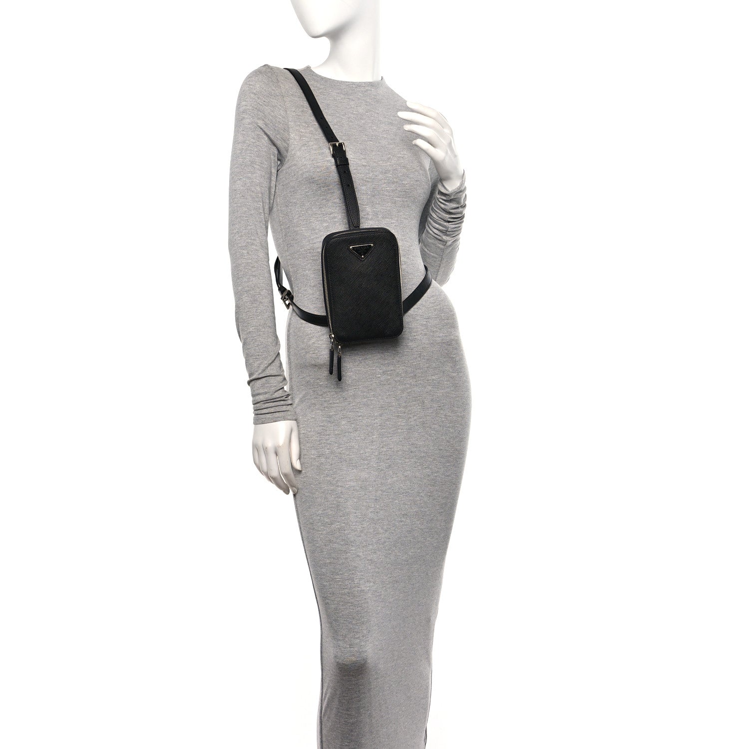 Prada Saffiano Harness Crossbody Travel Pouch Black 2 of 10