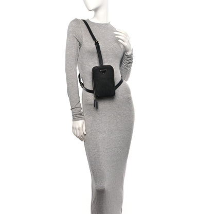 Prada Saffiano Harness Crossbody Travel Pouch Black 2 of 10