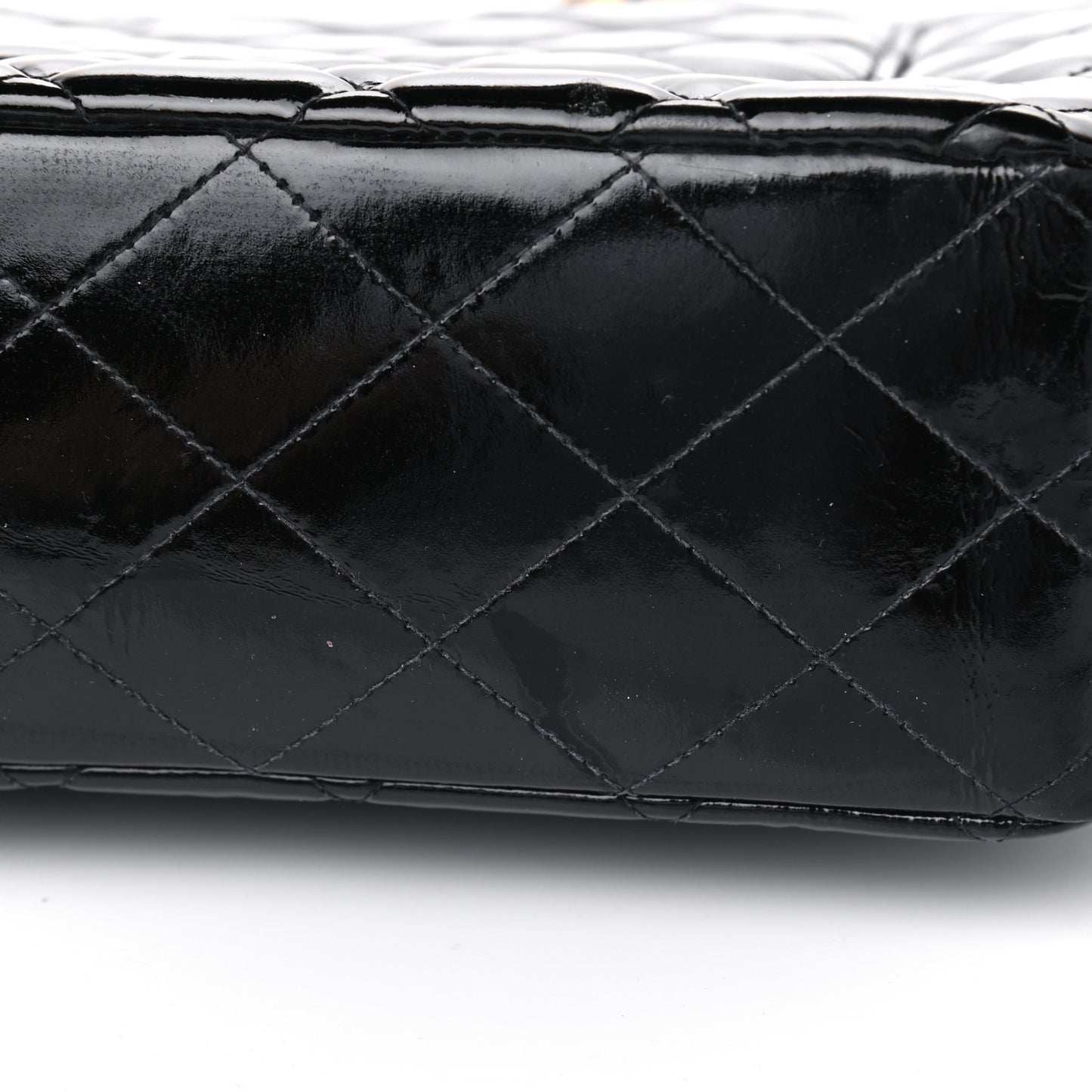 Patent Quilted XL Jumbo Single Flap Black