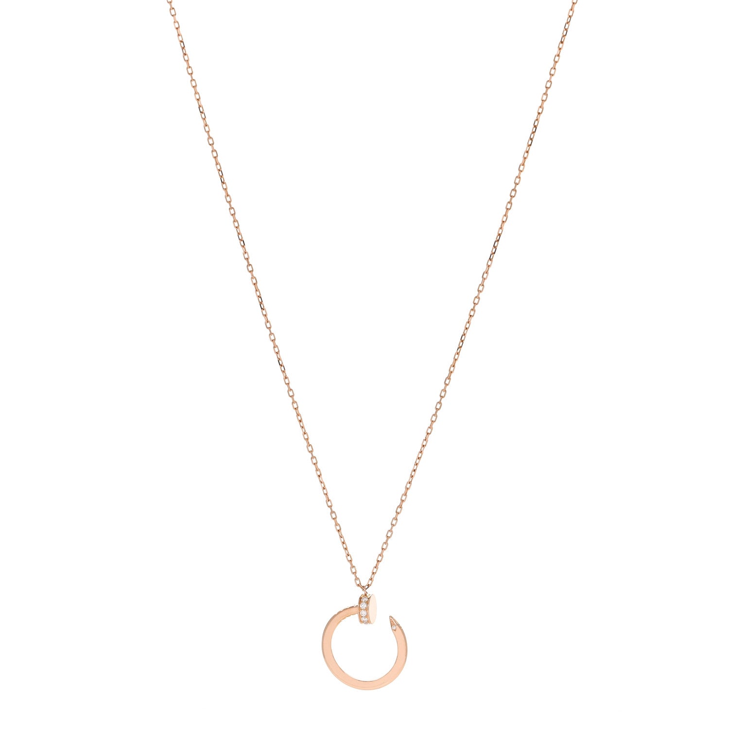 Cartier 18K Pink Gold Diamond Juste Un Clou Pendant Necklace 1 of 6