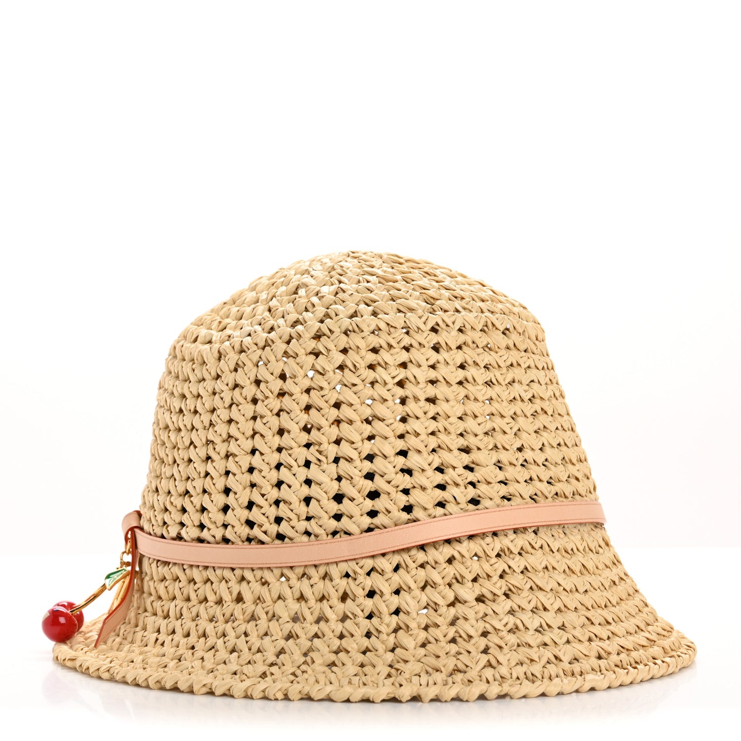 LV X TM Raffia Cerise Charms Woven Hat S Natural