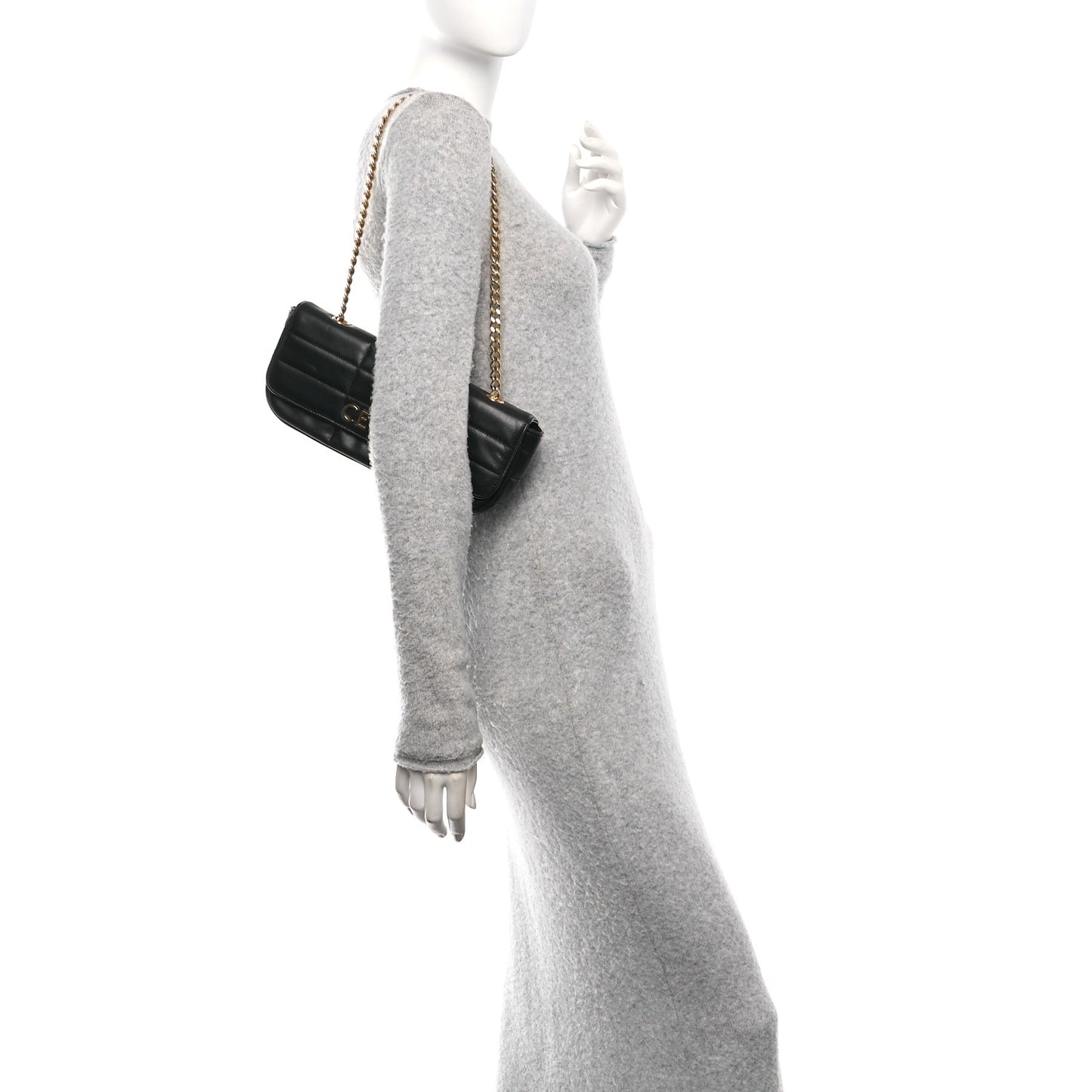 Goatskin Matelasse Chain Shoulder Bag Black