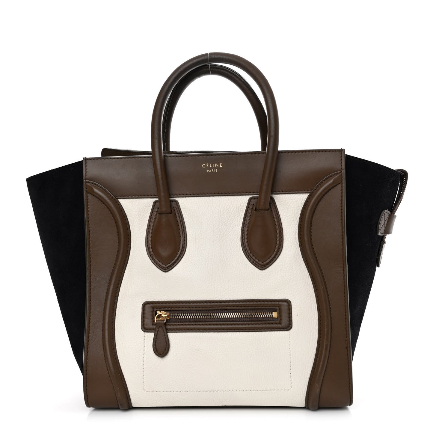 Textured Calfskin Suede Tri-color Mini Luggage Cream