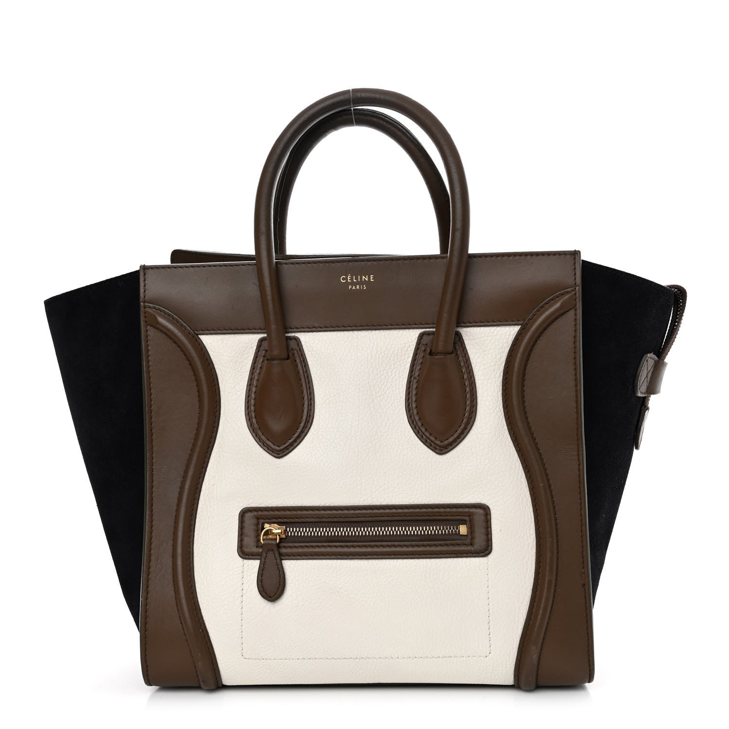 Celine Textured Calfskin Suede Tri-color Mini Luggage Cream 1 of 16