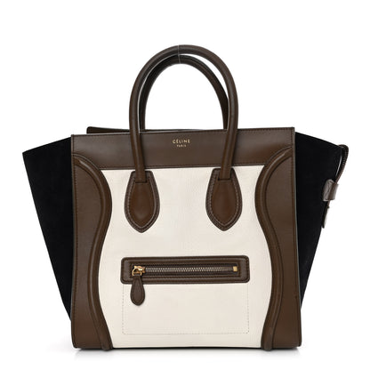 Celine Textured Calfskin Suede Tri-color Mini Luggage Cream 1 of 16