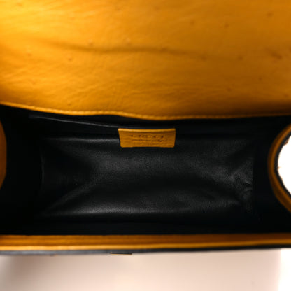 Gucci Ostrich Mini Sylvie Top Handle Bag Yellow 5 of 9
