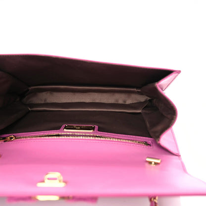 Salvatore Ferragamo Printed Calfskin Vara Bow Chain Flap Crossbody Fuchsia 7 of 13