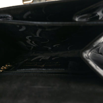 Salvatore Ferragamo Patent Small Iconic Top Handle Bag Black 6 of 10