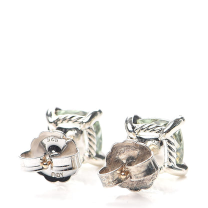 David Yurman Sterling Silver Diamond Prasiolite 9mm Chatelaine Earrings 3 of 4