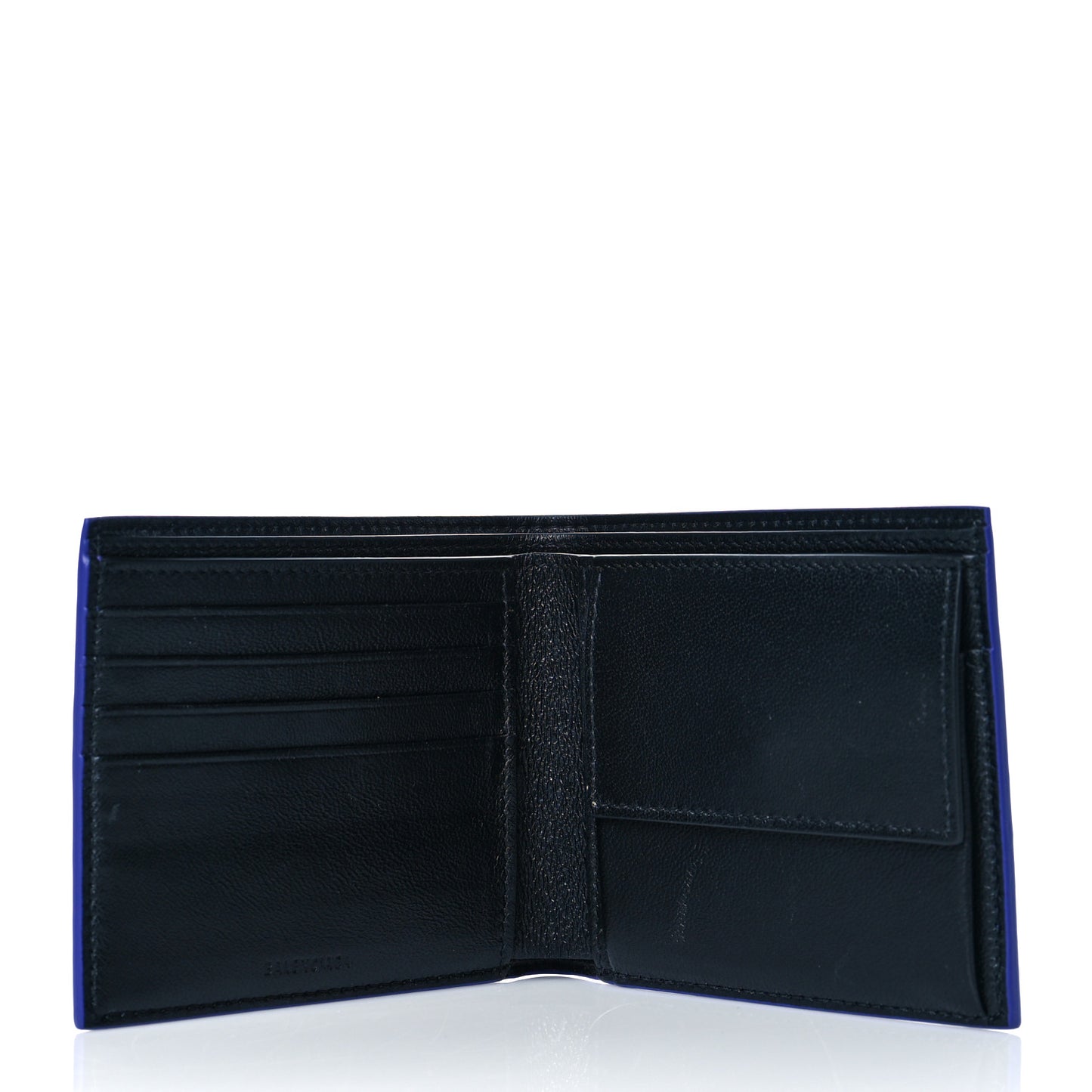 Calfskin Logo Paisley Square Bi-Fold Wallet Blue
