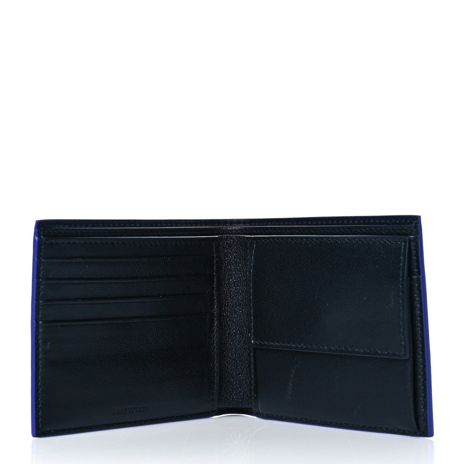 Balenciaga Calfskin Logo Paisley Square Bi-Fold Wallet Blue 5 of 11