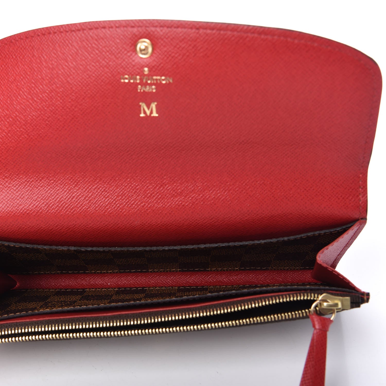Louis Vuitton Damier Ebene Emilie Wallet Red 5 of 10