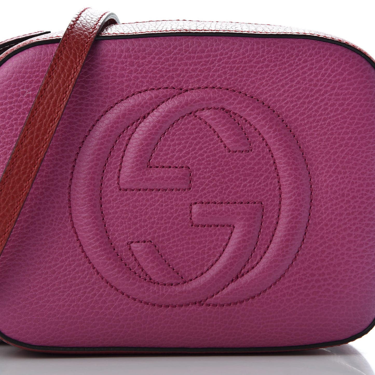 Dollar Calfskin Bi-Color Small Soho Disco Bag New Rosette Hibiscus Red