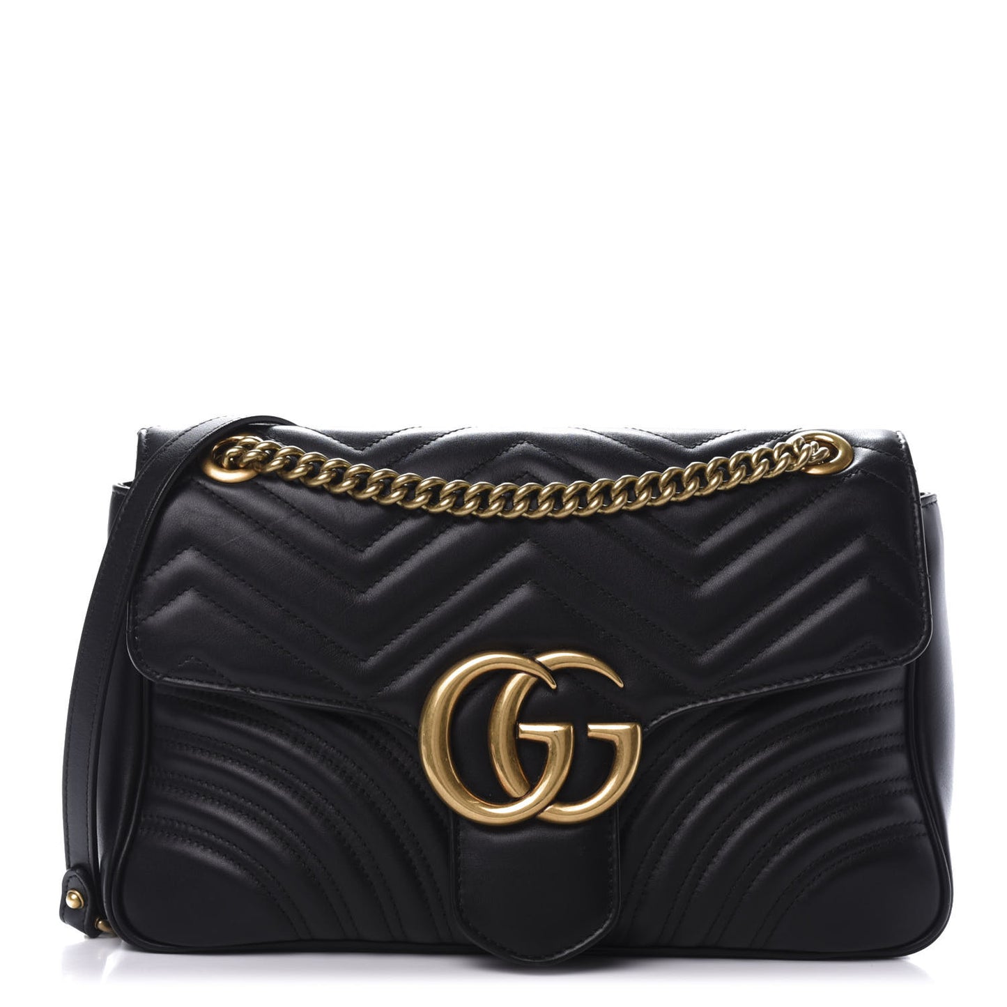 Calfskin Matelasse Medium GG Marmont Shoulder Bag Black